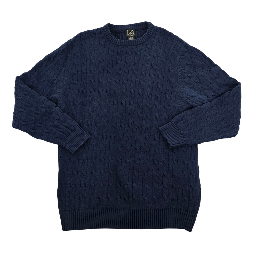 Jos. A. Bank Executive Collection Mens XXL Navy Blue Cable Knit Cotton Sweater - Picture 2 of 7